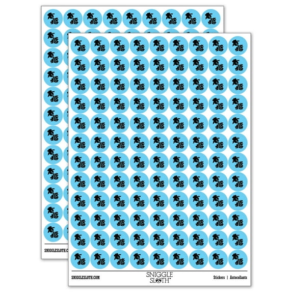 Telescope Goldfish Silhouette Koi 200+ Round Stickers - Light Blue - Matte Finish - 0.50" Size