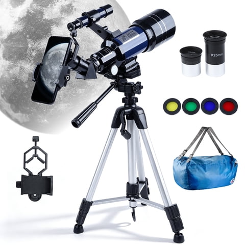 Telescope for Adults, 70mm Astronomical Telescope Refractor Telescope for Moon Viewing Stargazing, Kids Beginner Portable Compact Travel Telescope for Camping Outdoor Use Easy Setup Science Gift