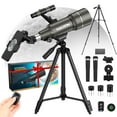 thumbnail image 1 of Telescope for Kids and Adults NACATIN 70mm Aperture 15X-150X Portable Refractor Telescopes, 1 of 10