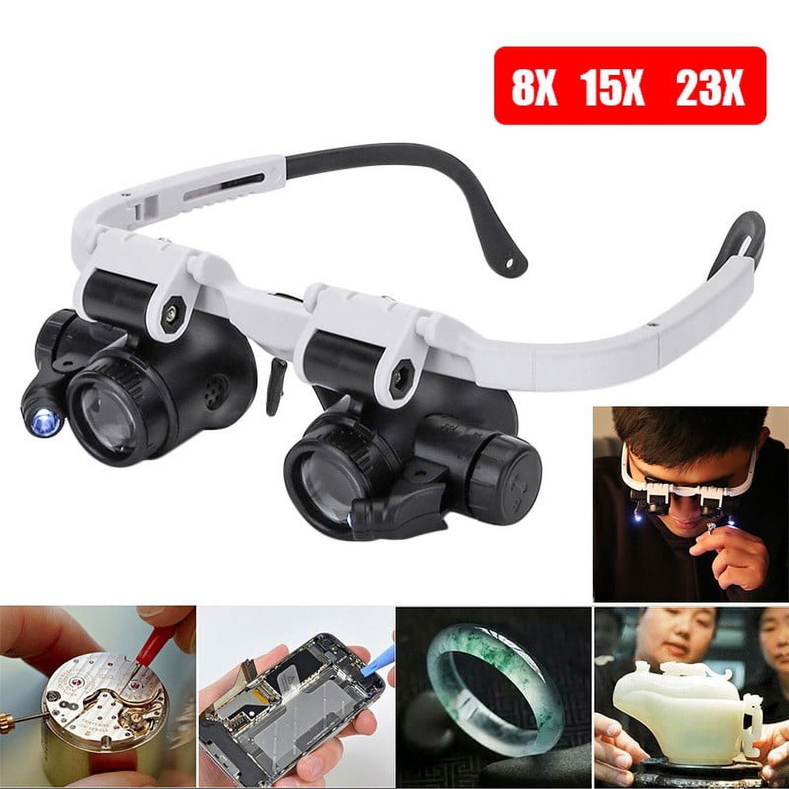 Telescope Magnifier Dual LED Lighting Loupe Binocular Magnifying Glass 8X15X23X