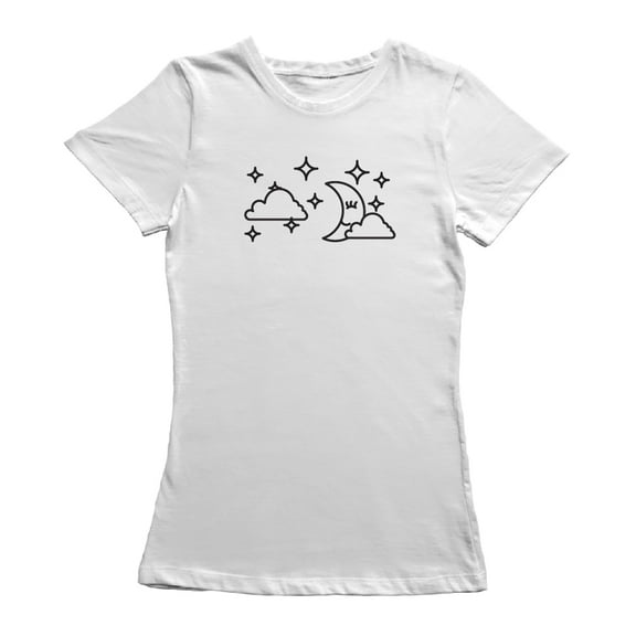 Telescope Moon Stars Matching Couple Graphic Women White T-Shirt, Female Small