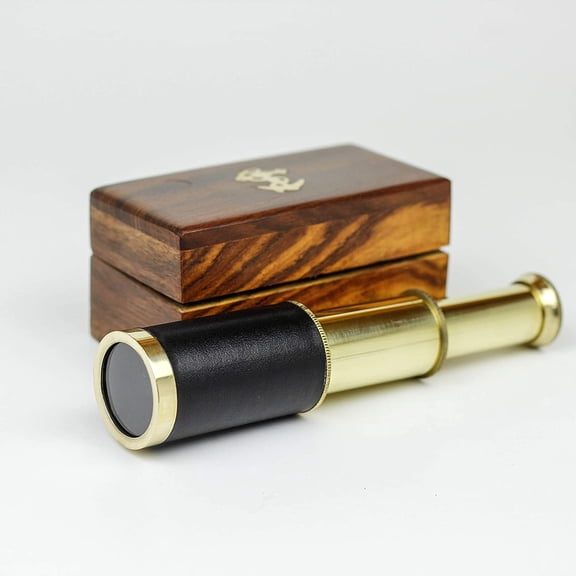 Telescope With Wooden Box - (18 Inches, Antique Brass)