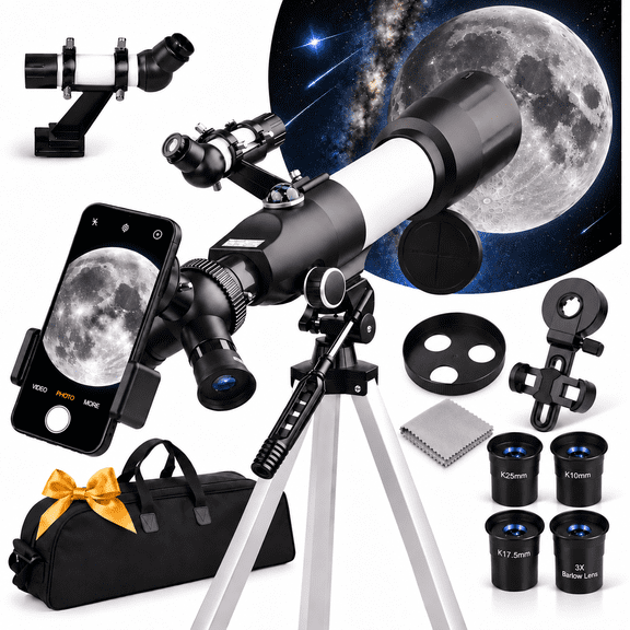 LAKWAR Telescope for Adults and Kids High Powered Professional 70mm Aperture 400mm Refractor Telescopes for Astronomy Beginers FMC Lens with Tripod Adapter Carry Bag