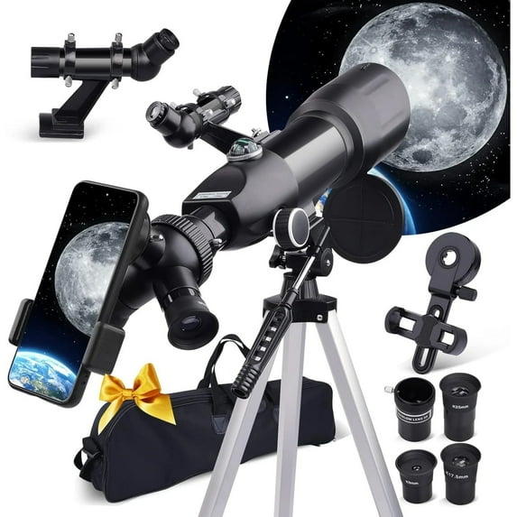 Telescope for Adults,400mm Refractor Telescope for Astronomy Beginners(16X-132X),Upgraded Telescope with Phone Adapter and Tripod