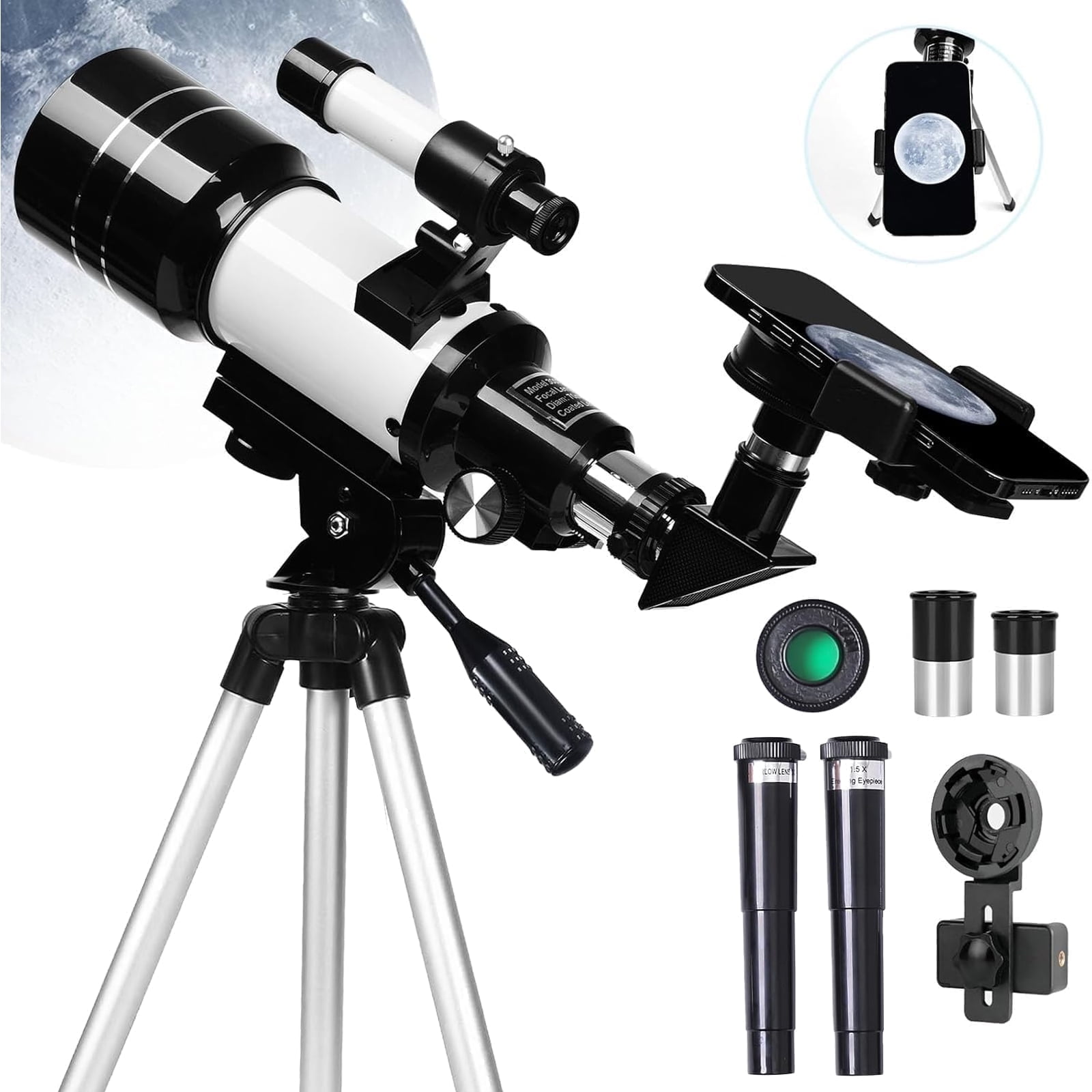Kailwokk Telescope for Adults & Kids, 70mm Aperture Portable Telescopes with Height Adjustable Tripod & Phone Adapter, Astronomy Beginner Gift