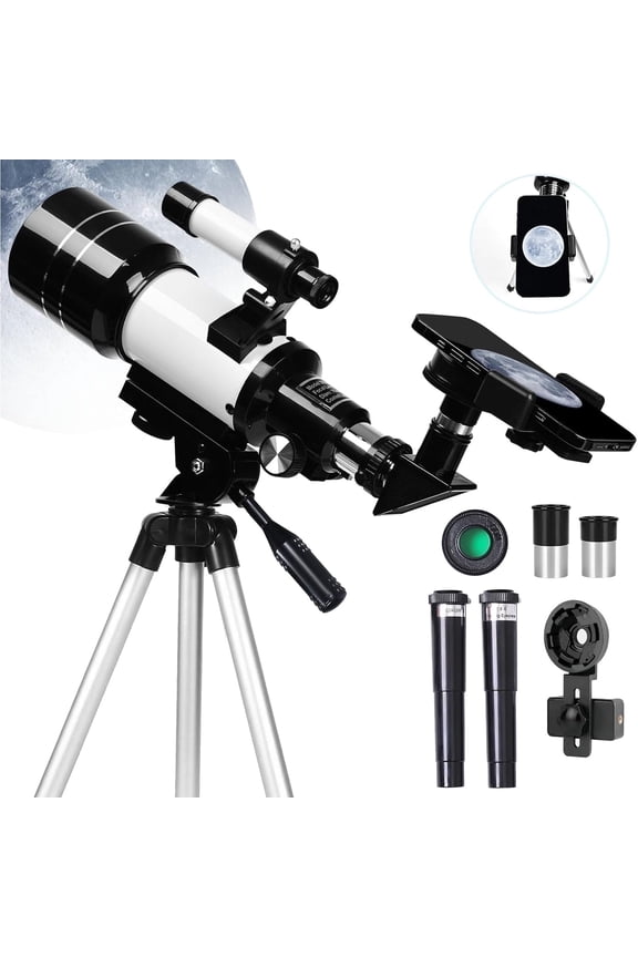 Telescope for Adults & Kids, 70mm Aperture Portable Telescopes with Height Adjustable Tripod & Phone Adapter, Astronomy Beginner Gift