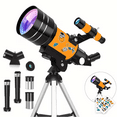 thumbnail image 1 of 70mm Aperture Refractor Telescope for Kids & Adults, 300mm Astronomy Telescope for Beginners, Portable Travel Telescope with Tripod & DIY Stickers, 1 of 2