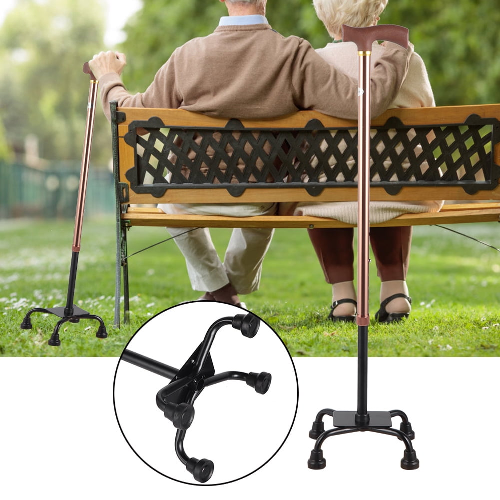 Telescopic Anti slip Four leg Metal Cane Safety Walking Stick Cane for Elder Disability