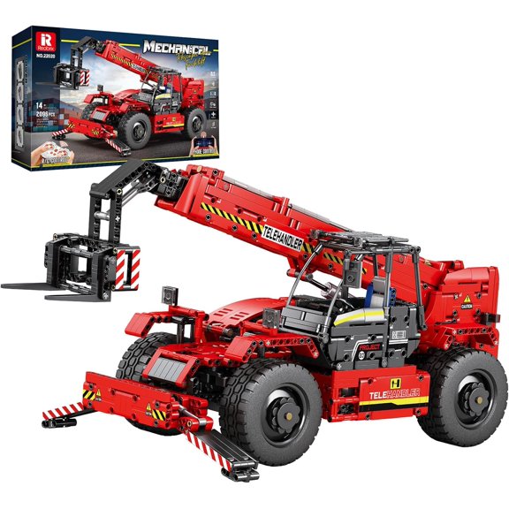 Telescopic Arm Forklift Building Blocks Set with Motor, RC Crane Mechanical Model, Remote Control Tractor, Technic Truck Toy for Adults, MOC Buildinng Toys, Ideas for Boys 14+