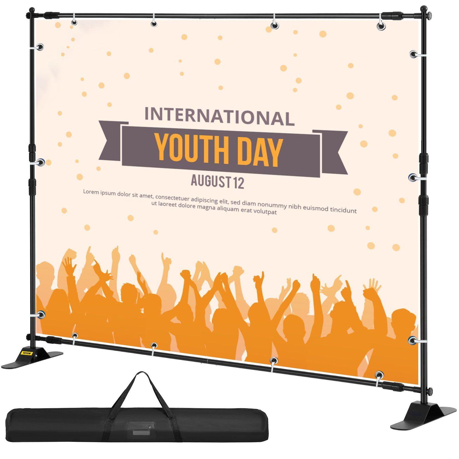 Adjustable Black Aluminum Freestanding Banner Stand with Carrying Bag