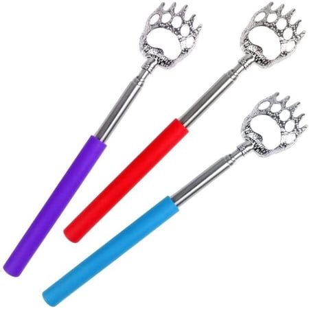 Telescopic Bear Claw Back Scratchers - Extendable Back Scratcher for Adults, Men, Women and Kids (Green,Blue,Red)