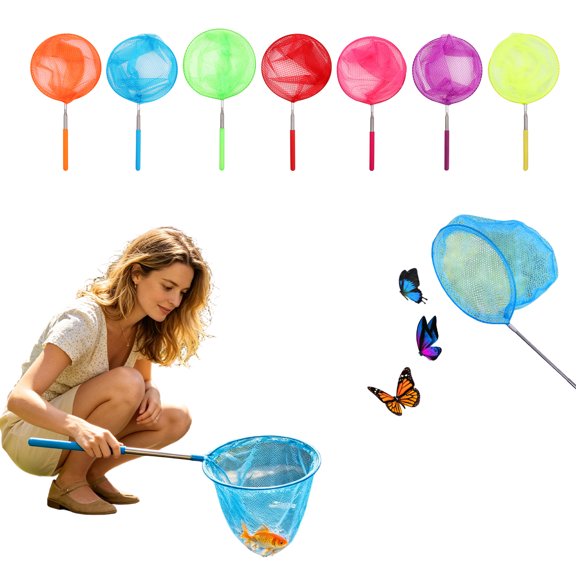 Telescopic Butterfly Fishing Nets for Kids Catching Insect Net Outdoor Tools for Catching Bugs Fish Insect Ladybird, Extendable and Anti Slip Grip