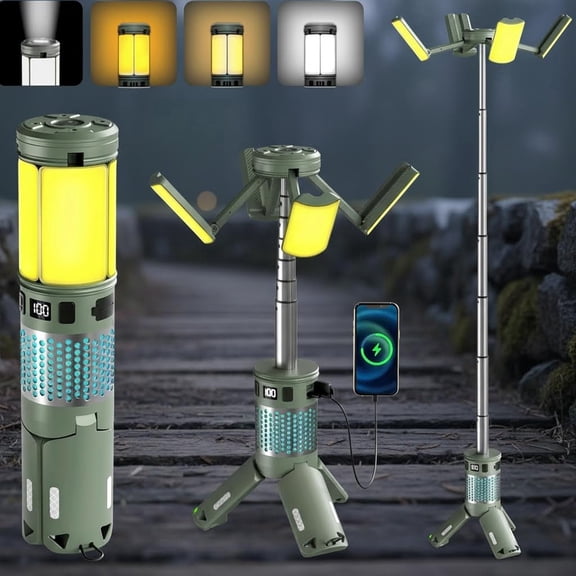 Telescopic Camping Lights, Rechargeable with Stand, Collapsible Camping Lanterns, Magnetic Base Portable Flashlights IPX5 Waterproof for Camping, Hiking, Emergency Use