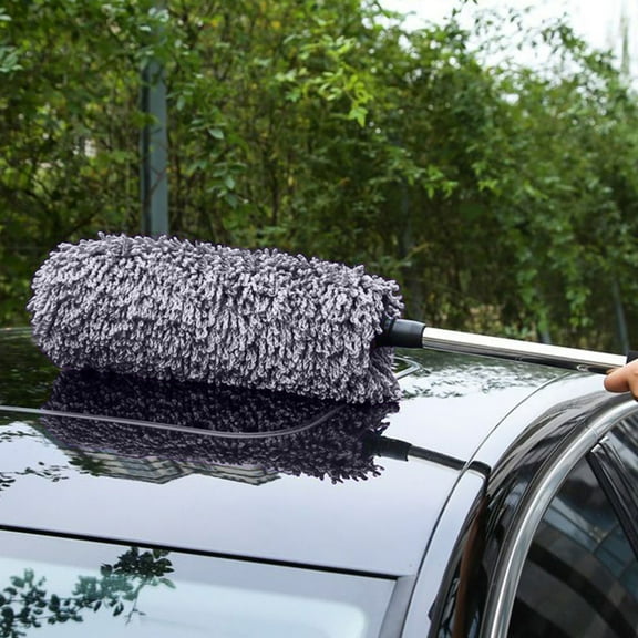 Telescopic Car Duster Mop Extendable Handle from 21.66 to 31.5 Inches Soft Brush for Auto Interior Exterior Dusting and Household Cleaning Tool