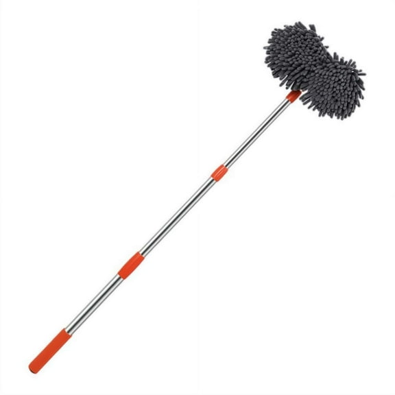 Telescopic Car Microfiber Wash Brush with 360° Rotating Dual-Head and Long Handle, Vehicle Cleaning Tool for Windshield, Glass, Roofs & Caravans