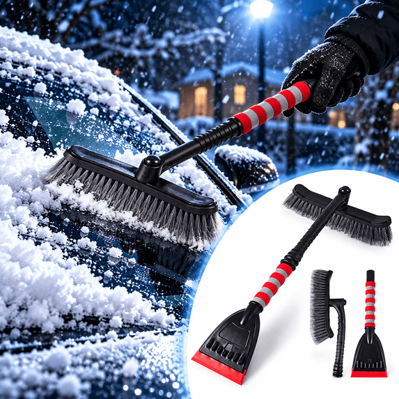 Telescopic Car Snow Removal Brush with Ice Scraper, Detachable 2-in-1 ...