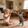 thumbnail image 1 of Telescopic Cat Toy with Feathers and Bell,37.8 Inch Retractable Metal Plastic Rod,Interactive Wand for Cats,Handheld Fishing Pole for Exercise and Bonding, 1 of 6