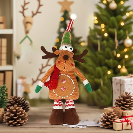 Telescopic Christmas Gnome Doll 17-21 Inch - Stretchable Santa & Snowman Figures, Soft Knit Fabric Elf Decor for Home Window Mantle, Festive Holiday Decoration Multicolor