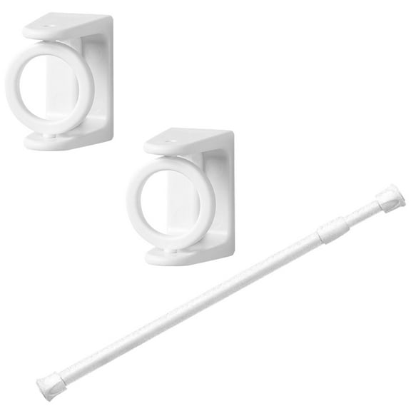 Telescopic Clothes Rail Curtains Rods Extendable Poles Tension Household White Resin