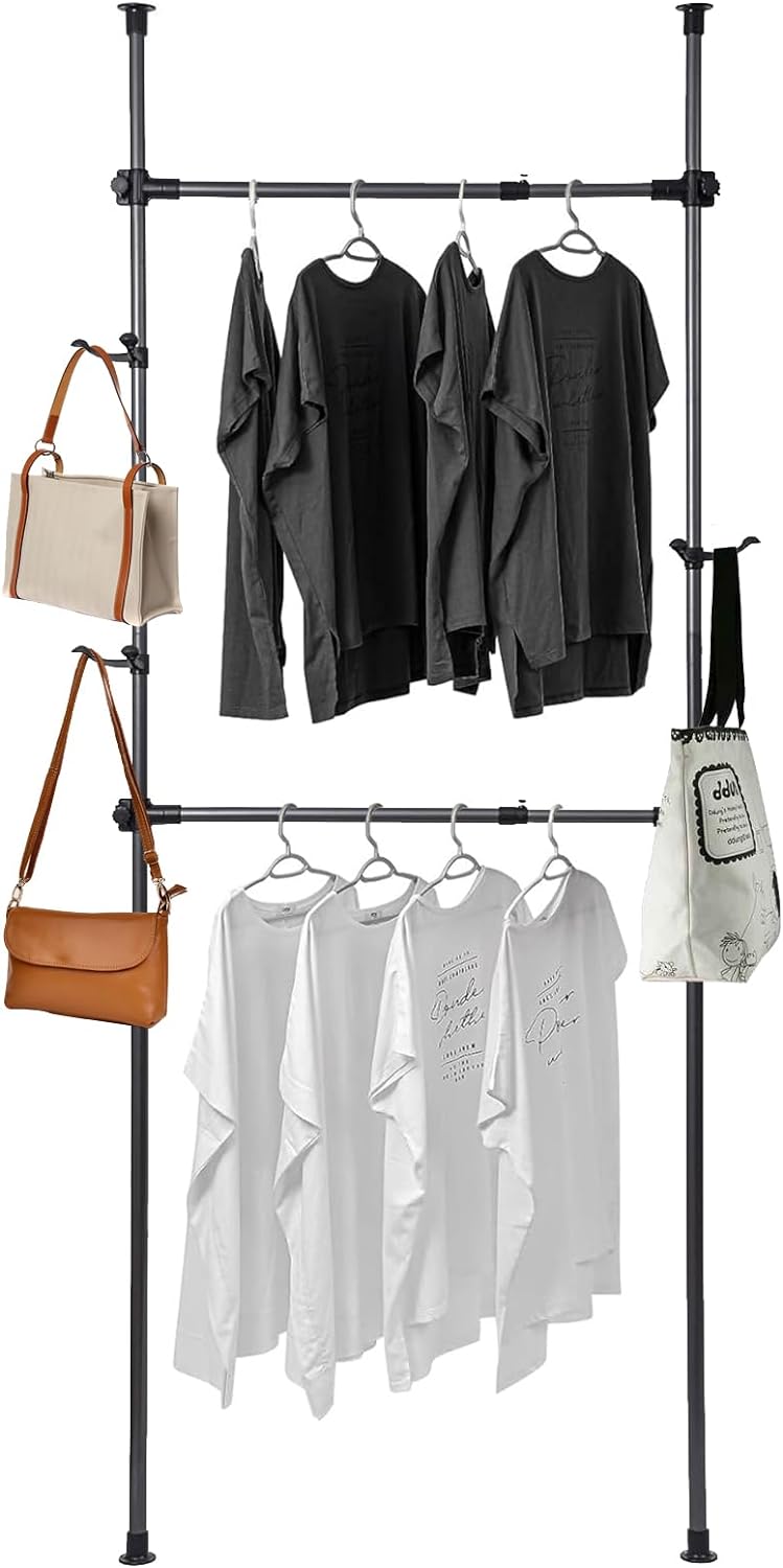 Telescopic Clothing Rack for Hanging Clothes, 86 Inch 119 Inch