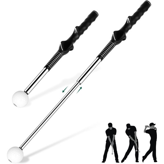 Telescopic Club, Retractable Golf Swing Aid with Golf Grip Trainer,Practice Golf Stick & Golf Swing Trainer for Warm-up/Indoor Practice/Strength & Tempo