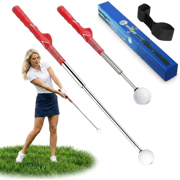 Telescopic Club, Retractable Golf Swing Training Aid, Golf Grip Trainer with Arm Band for Golfers, Tempo Stick Golf Swing Trainer for Indoor and Outdoor Practice