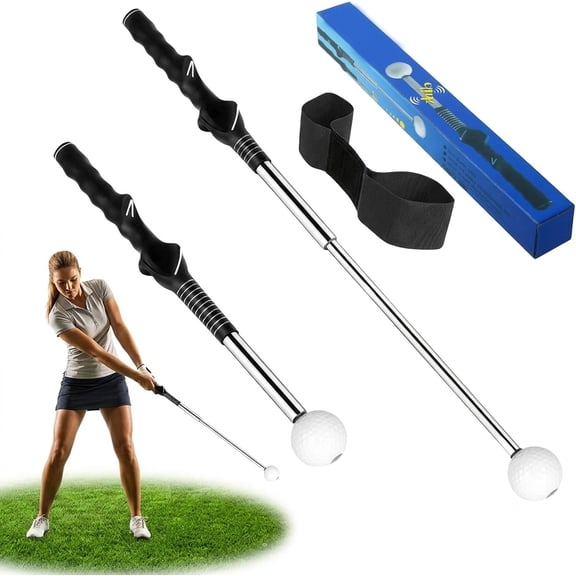 Telescopic Club, Retractable Golf Swing Training Aid, Golf Grip Trainer with Arm Band for Golfers, Tempo Stick Golf Swing Trainer for Indoor and Outdoor Practice