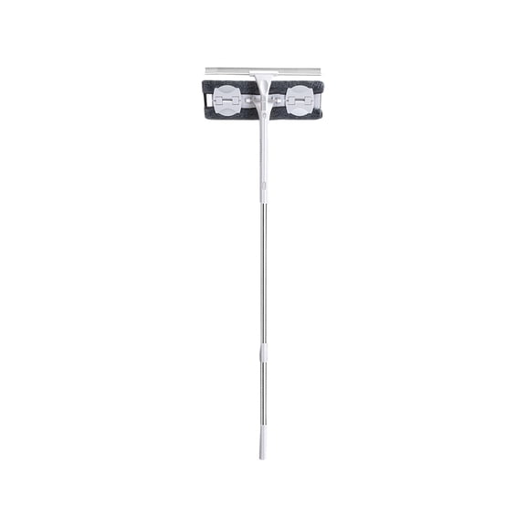 Telescopic Double-Sided Window Cleaner, Extendable Glass Washer and Squeegee for High Windows, Shower Doors and Outdoor Glass, White