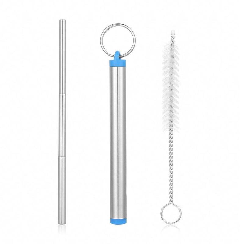 Telescopic Drinking Straw Stainless Steel Metal Straw Cleaning Brush