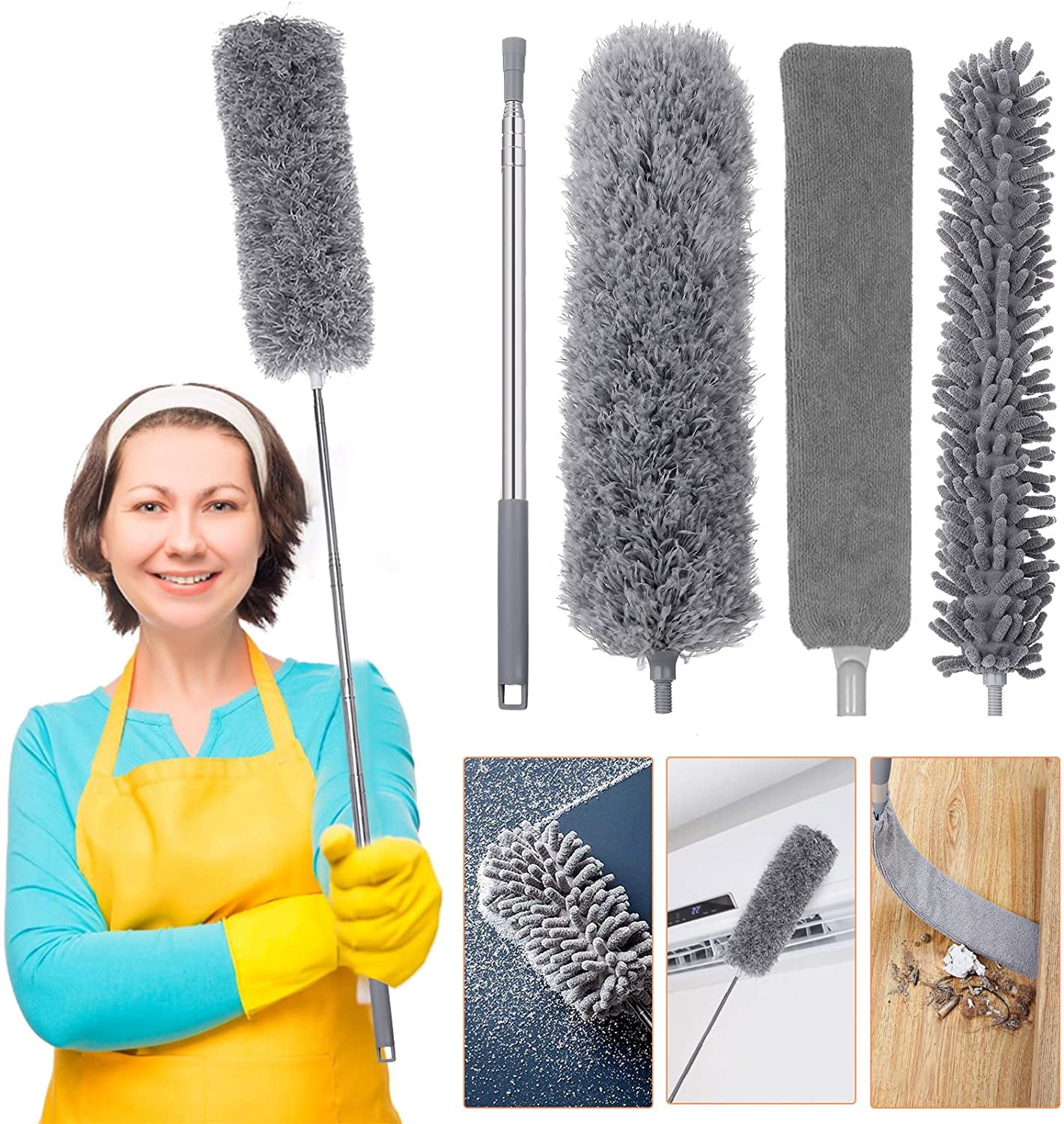 Telescopic Dust Duster, Foldable With And Soft Silicone Cap, Washable ...