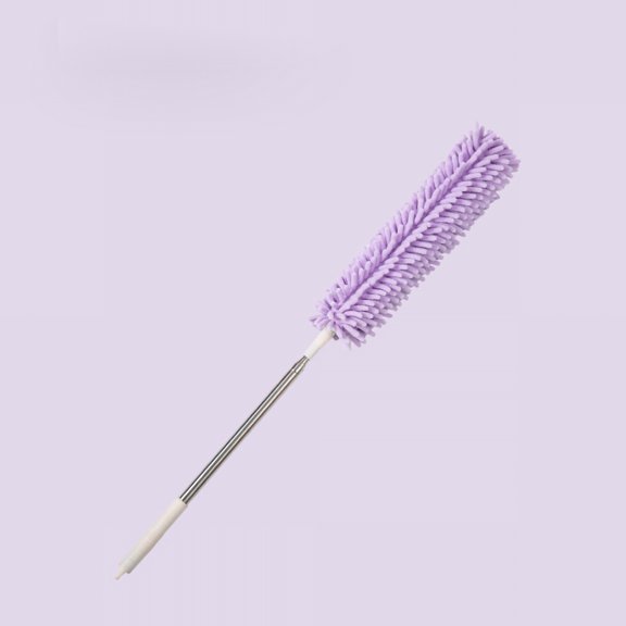 Telescopic Duster Handheld Dust Remover Washable Bendable Head for Cleaning Ceiling Fan, High Ceiling, Blinds, Furniture & Cars [Long Handle-Purple]