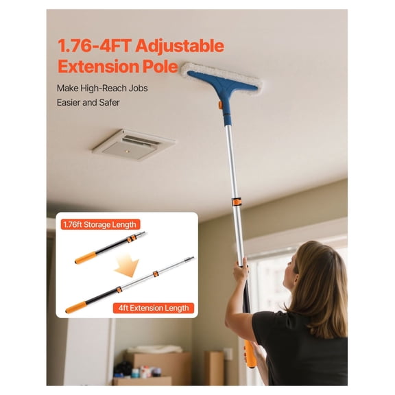 Telescopic Extension Pole, 1.76-4 FT Extendable Pole, Aluminum Alloy Paint Pole with -Lock, High Reach Stick for Painting, Cleaning