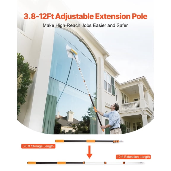 Telescopic Extension Pole,3.8-12 FT Multi-Purpose Extendable Pole,Sturdy Aluminum Alloy Paint Pole Extension with Flip-Lock Design,High Reach Roller Stick for Painting,Dusting&Cleaning