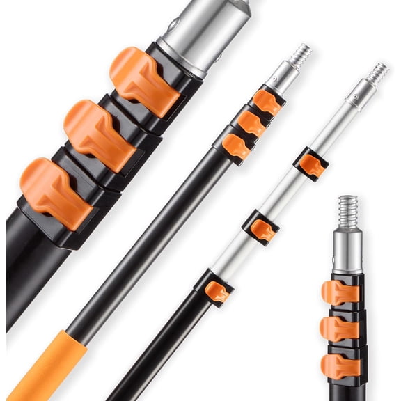 Telescopic Extension Pole, 6-24 FT Multi-Purpose Extension Pole, Sturdy Aluminum Alloy Paint Extendable Pole with Flip-Lock Design, Telescopic Pole for Painting, Dusting and Cleaning