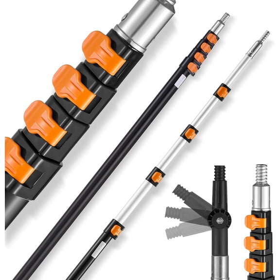 Telescopic Extension Pole, 6-24 FT Multi-Purpose Extension Pole, Sturdy Aluminum Alloy Paint Extendable Pole with Flip-Lock Design, Telescopic Pole for Painting, Dusting and Cleaning