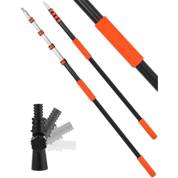 Telescopic Extension Pole Reach to 28FT,Paint Roller Extension Pole, telescoping Pole with Flip-Lock Design, Multi-Purpose extendable Pole for Windows Cleaning Paint Roller, Duster(Orange-20ft)