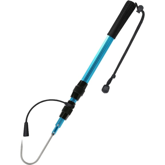 Telescopic Fish Gaff with Stainless Sea Fishing Spear Hook Tackle, Soft Handle Aluminium Alloy Pole for Saltwater Offshore Ice Tool