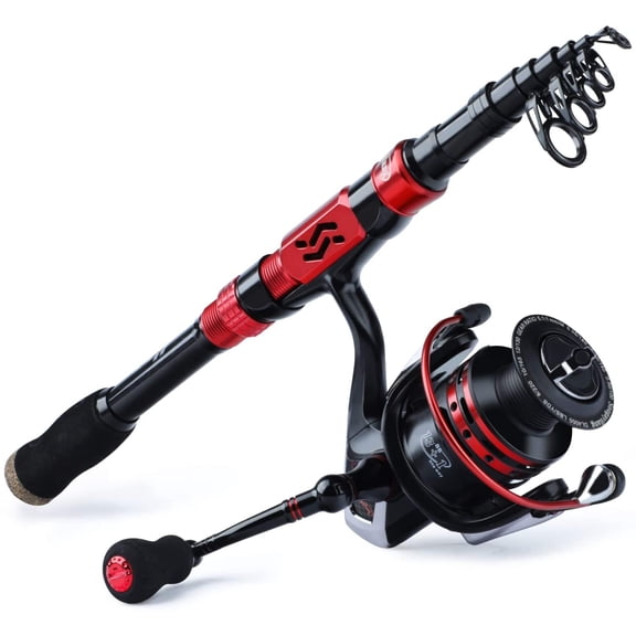 Telescopic Fishing Pole with Spinning Reel Portable Fishing Rod Reel Combos