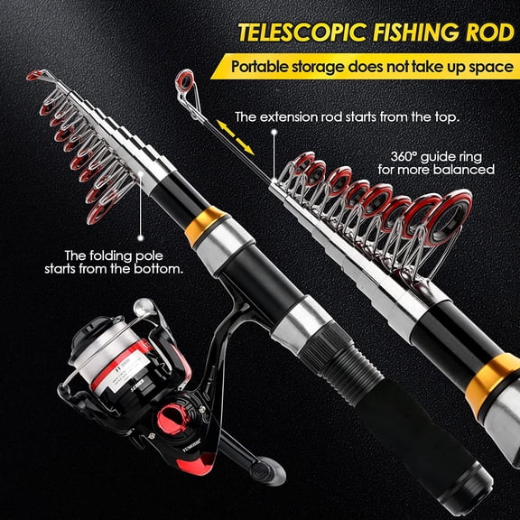 Telescopic Fishing Rod Reel Combo 2PCS 6.89FT Collapsible Fishing Pole Spinning Reel Lures Accessories with Fishing Bag Portable Fishing Rod Kit for Saltwater Freshwater Travel Fishermen Gift