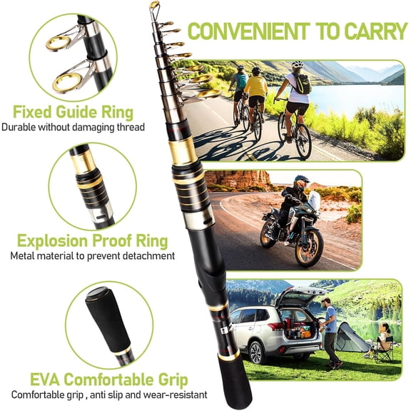 Telescopic Fishing Rod and Reel Combo, 6.89FT 7.89FT Collapsible Fishing Kits, Carbon Fiber Fishing Pole Spinning Reel Lures Set with Carrier Bag, Fishing Gear for Adults Travel Saltwater Freshwater