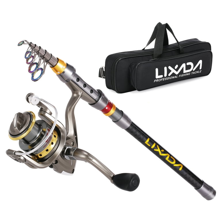 Telescopic Fishing Rod and Reel Combo Full Kit Carbon Fiber Fishing Rod  Pole + Spinning Fishing Reel + Fishing Tackle Carrier Bag Case Fishing Gear