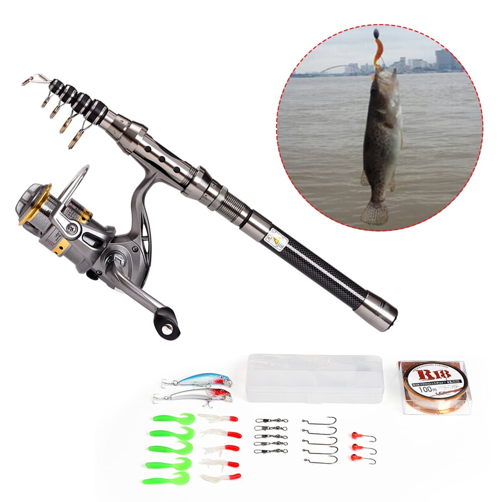 Telescopic Fishing Rod and Reel Combo Full Kit Spinning Fishing Reel Gear Organizer Pole Set