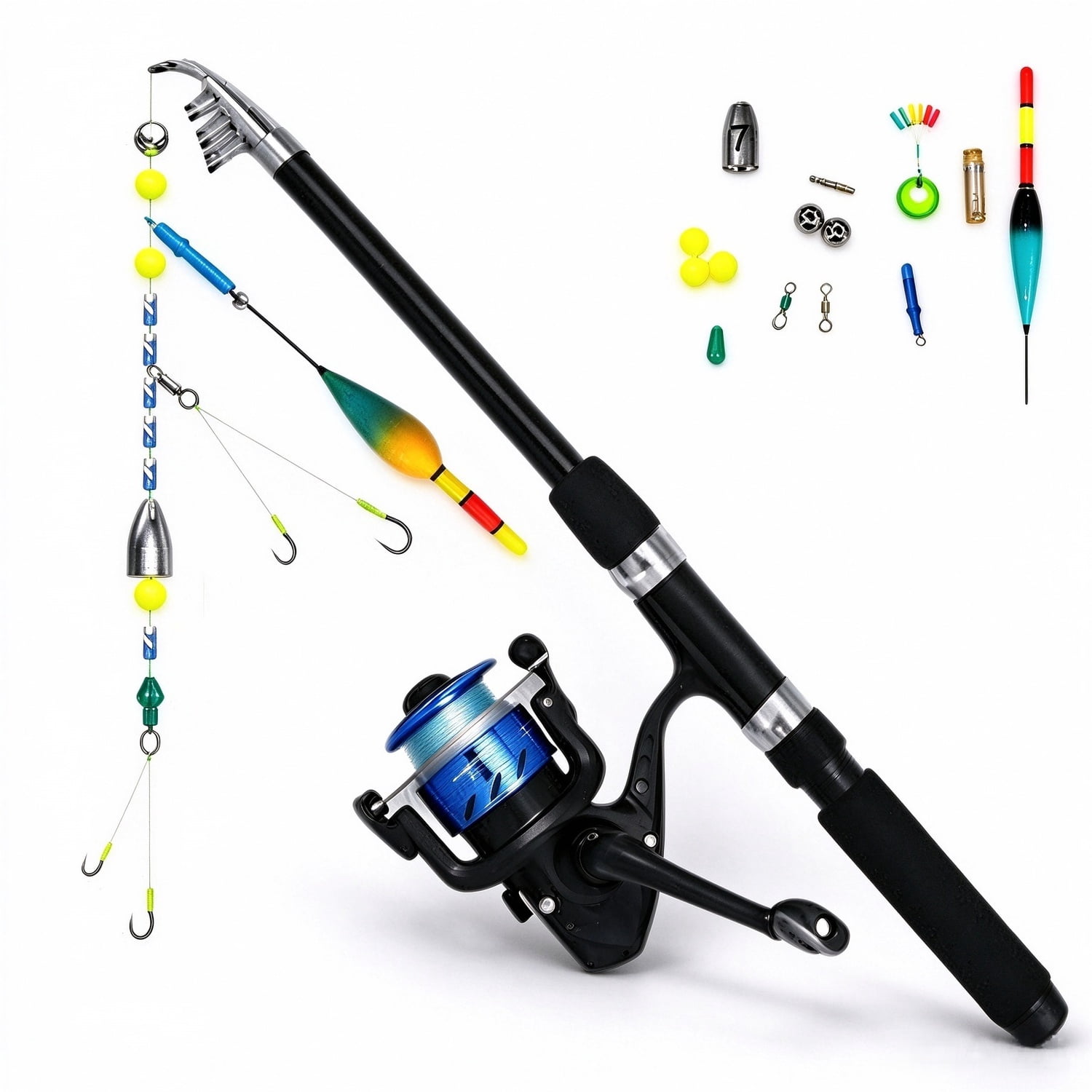 Telescopic Fishing Rod and Reel Combo Kit - All-in-One Beginner Fishing ...