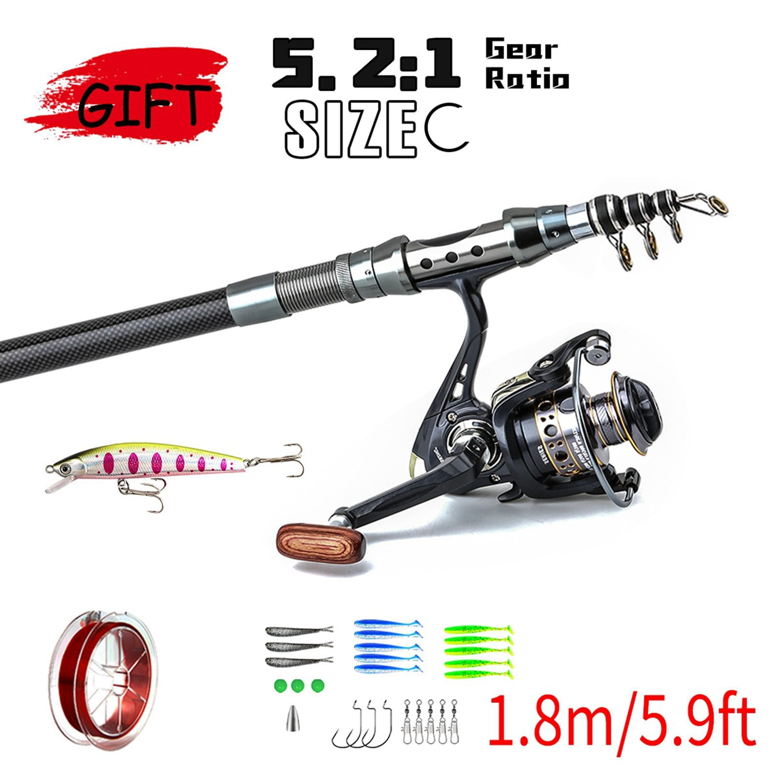 combo fishing rod for fresh and saltwatet Telescopic Fishing Rod Reel Combo Lightweight Durable Trout Rod Saltwater  Freshwater Fishing Gear Interchangeable Handle Reel Set for Anglers
