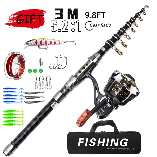 Telescopic Fishing Rod Reel Combo Lightweight Durable Trout Rod Interchangeable Left Right Hand Reel Set Saltwater Freshwater Fishing Gear