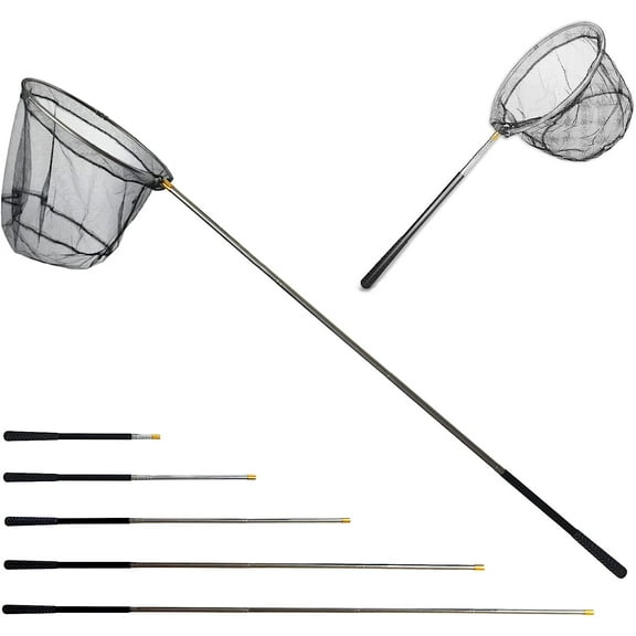 Telescopic Foldable Fishing Net, 1.5m Rod Collapsible Extendable Aluminum Long Handle, Stainless Steel Triangular