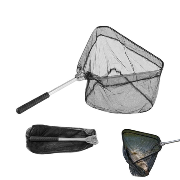 Telescopic Folding Fishing Landing Net, Collapsible Extendable Aluminum long Handle with Rubber Grip For Fish Catch, Aquarium, Ponds Floating Objects, Carp Trout