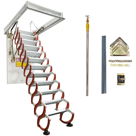 Telescopic Folding Ladder Hidden Orange Carbon Steel 12 Floors 3M Home Commercial Loft Ceiling
