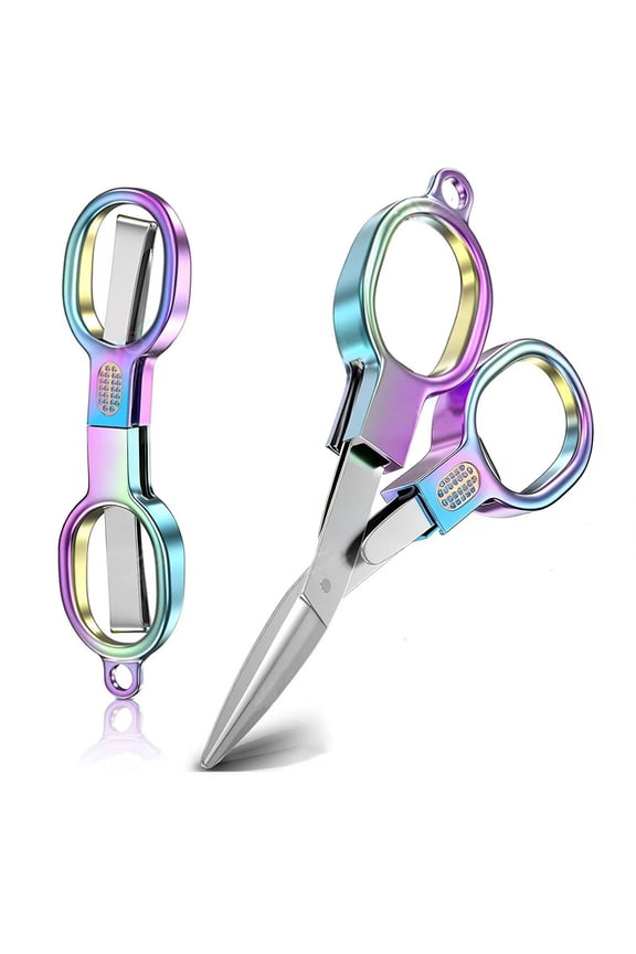 Telescopic Folding Scissors – Portable Stainless Steel Pocket Keychain Scissors for Travel, Fishing, Craft & Office Use, Mini Compact Foldable Safety Scissors for Paper, Fabric & Thread Cutting, A
