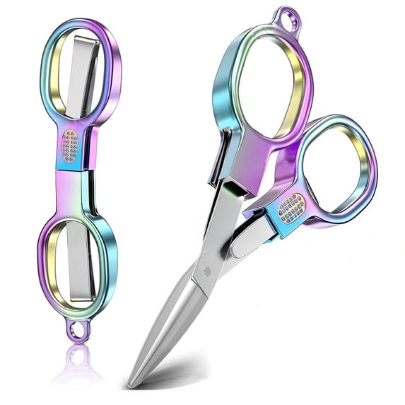Telescopic Folding Scissors, Stainless Steel Mini Scissors, Portable Pocket Shears, Mini Scissors Travel, Mini Outdoor Cutting Tool, Compact Travel Fishing Scissors, Safety Scissors,4.53×2.28 in,A